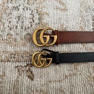 Gucci BROWN Belt with Gold Buckle women’s